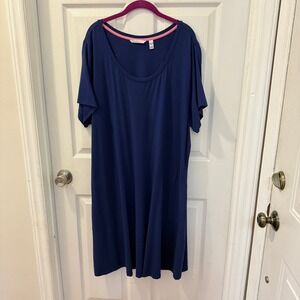 Isaac Mizrahi Live! Women's Plus Size 3X Navy Blue Knit T-Shirt Dress Pockets